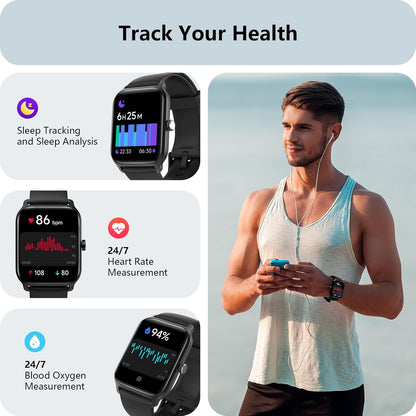 Professional Smart Watch with Alexa Integration, 1.8" HD Display, Call Functionality, Fitness Tracking, Heart Rate & Sleep Monitoring, SpO2 Measurement, IP68 Waterproof Rating, Compatible with iPhone, Samsung & Android, Supports Over 100 Sports Activities