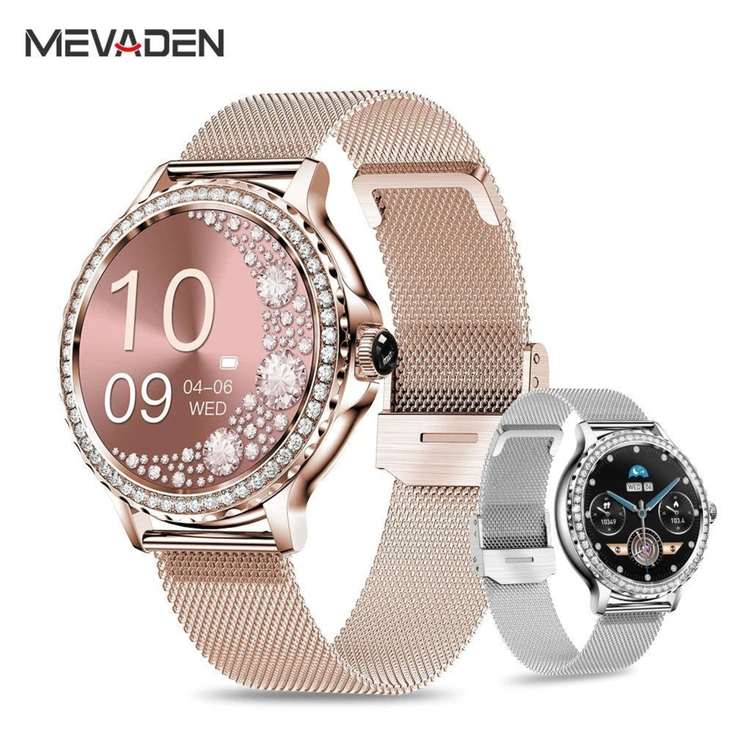 Rosegold Smart Watch for Ladies Bluetooth Call 100+Sports Mode Fitness Women Smart